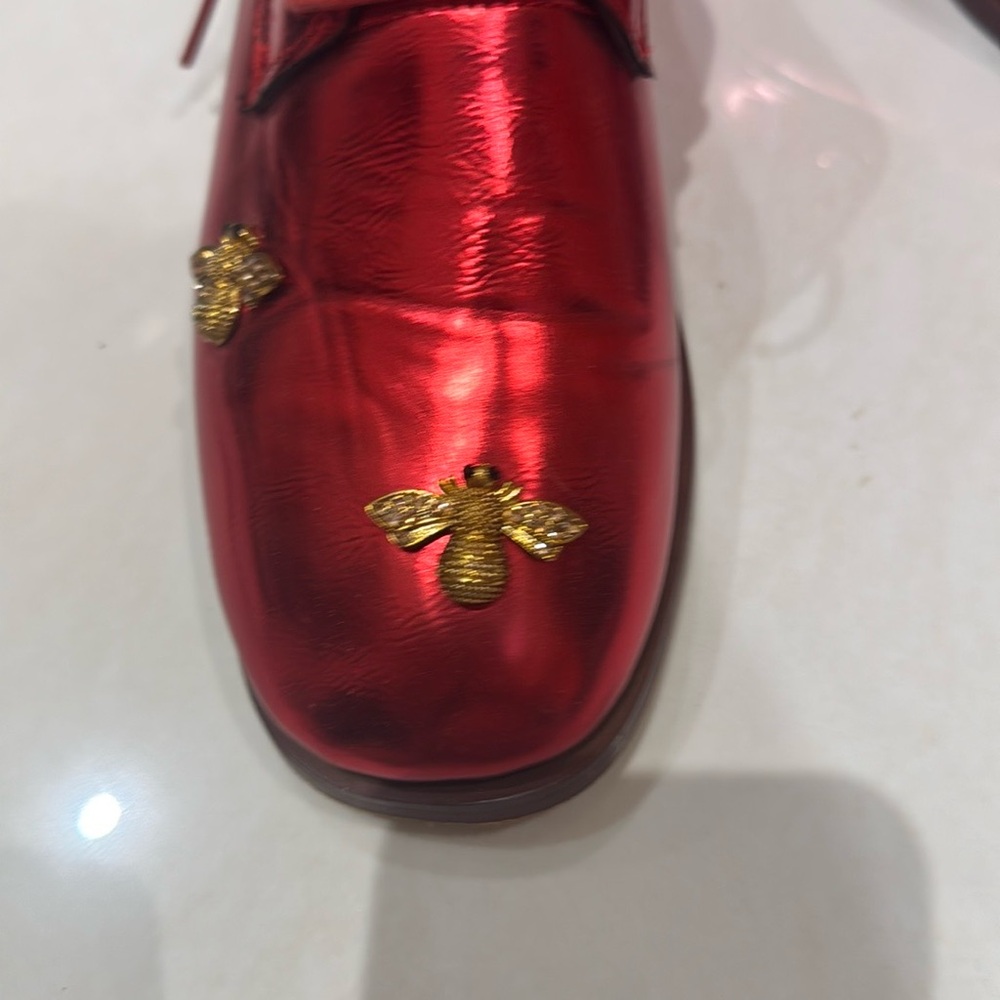 Red and Gold Patent Leather Oxfords - Picture 2 of 4